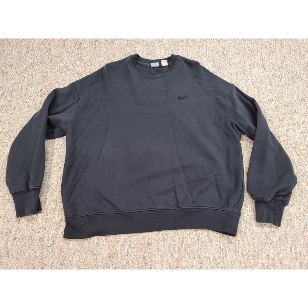 Levi's Sweatshirt Mens Small Black Embroidered Logo Crewneck Pullover Streetwear